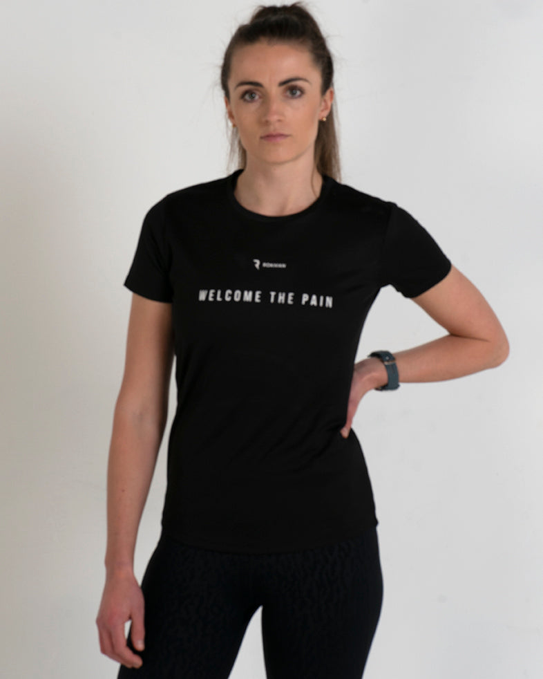 Mantra T-Shirt Women's Black "Welcome the Pain"