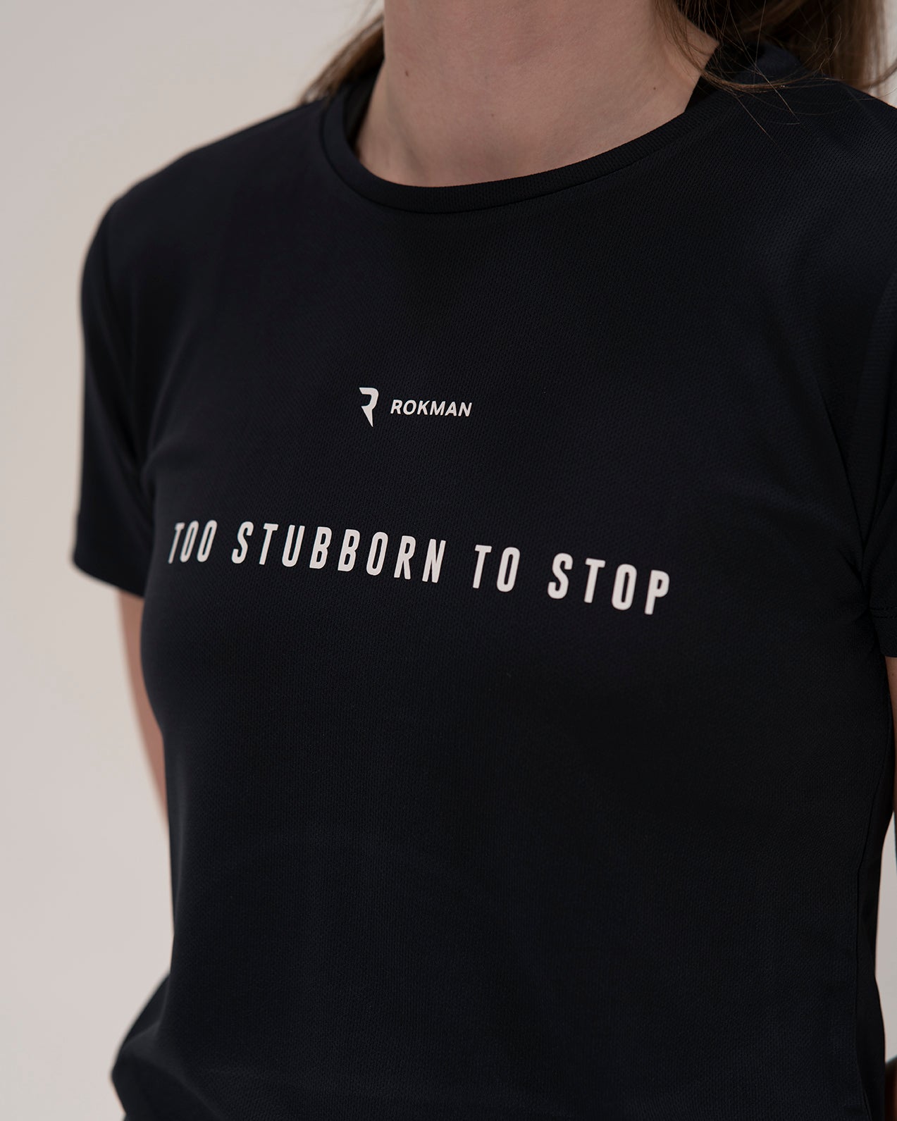 Mantra T-Shirt Women's Navy "Too Stubborn to Stop"
